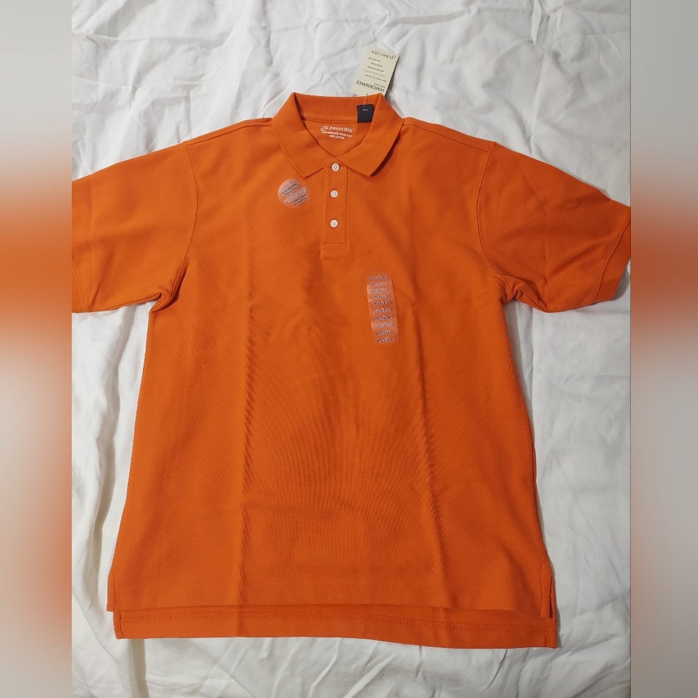 St. John's Bay Men's Polo Shirt in Bright Orange Medium